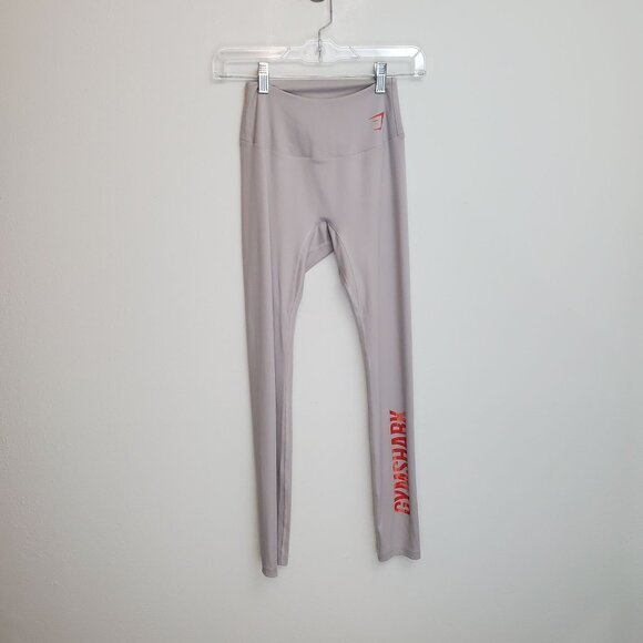 Gymshark Training High Rise Graphic Leggings, pebble gray and heat red - Picture 1 of 9